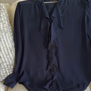 Banana Republic Blue Ruffled Tie Front Blouse